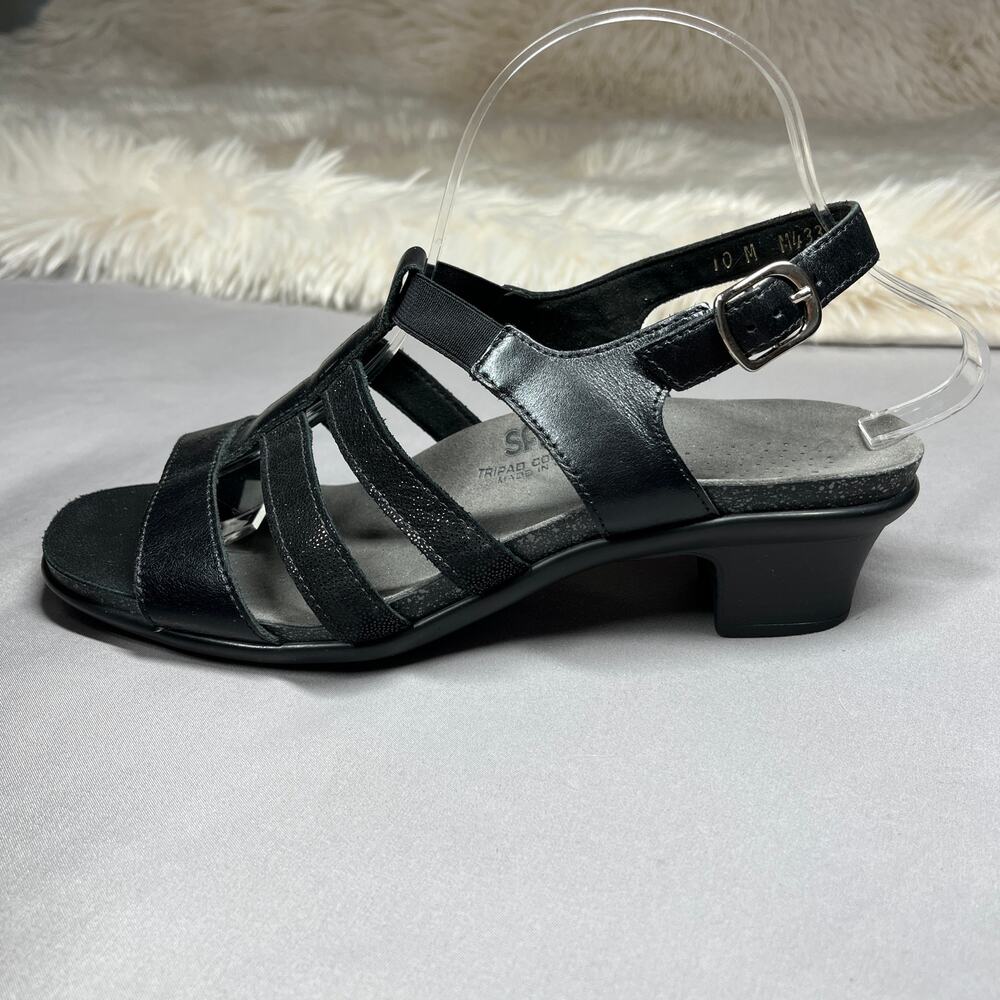 SAS Sandals Black Womens Size 10M Allegro Heel Strap Shoes Leather Comfort - Picture 3 of 16